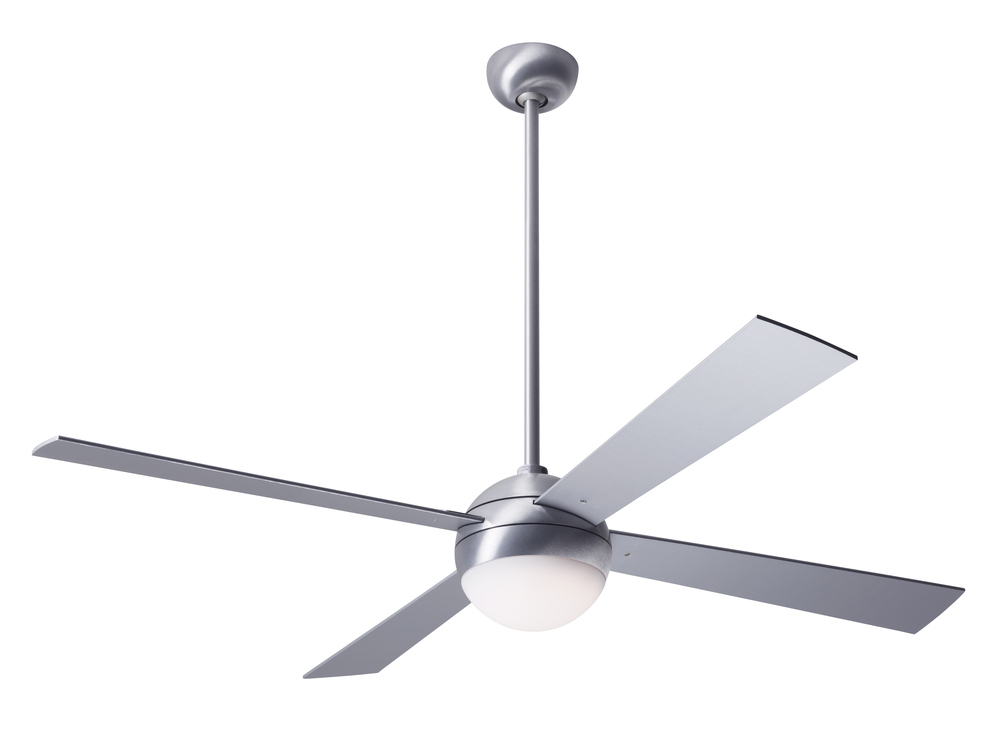 Ball Fan; Brushed Aluminum Finish; 42" White Blades; 20W LED; Fan Speed and Light Control (3-wir