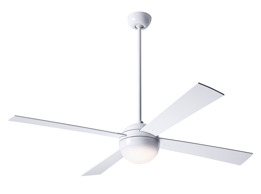 Ball Fan; Gloss White Finish; 42" White Blades; 20W LED; Fan Speed and Light Control (3-wire)