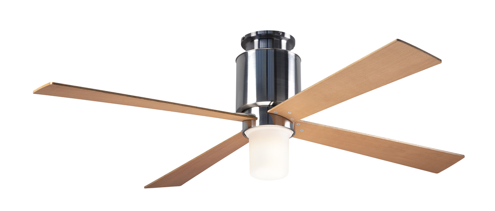 Lapa Flush Fan; Bright Nickel Finish; 50" Maple Blades; 17W LED; Fan Speed and Light Control (3-