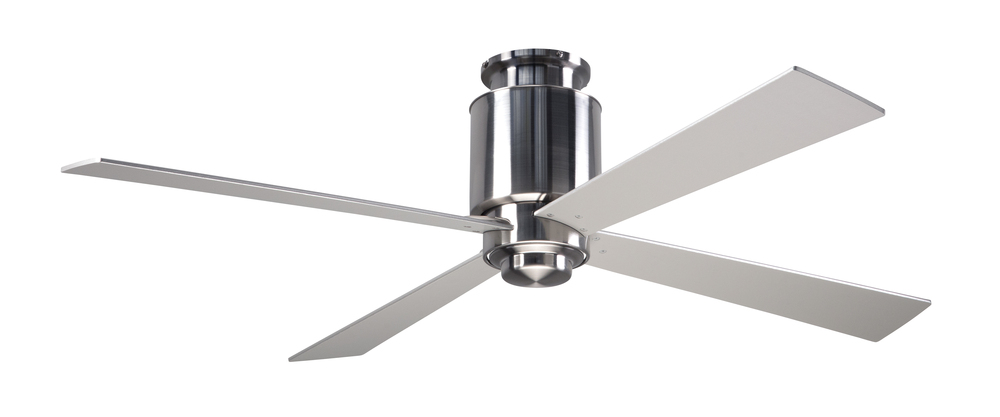 Lapa Flush Fan; Bright Nickel Finish; 50" White Blades; No Light; Fan Speed and Light Control (3