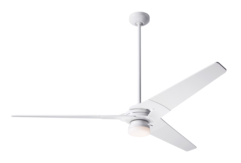 Torsion Fan; Gloss White Finish; 62" Black Blades; 17W LED; Fan Speed and Light Control (3-wire)