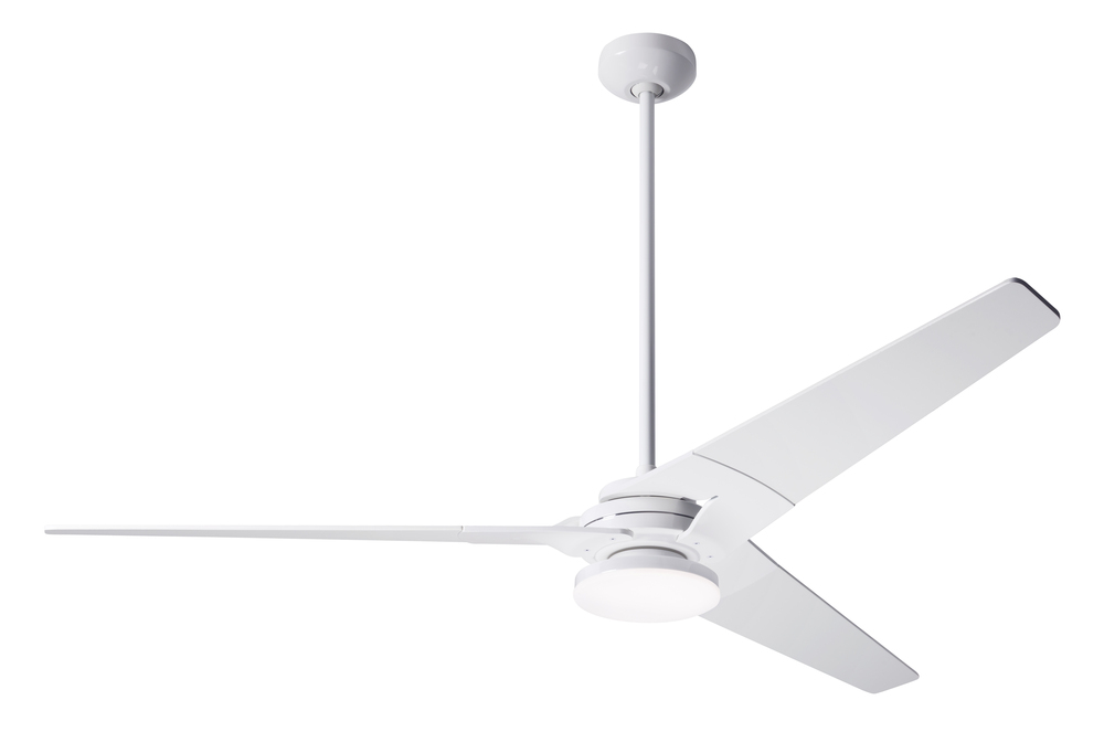 Torsion Fan; Gloss White Finish; 62" Nickel Blades; 20W LED; Fan Speed and Light Control (3-wire