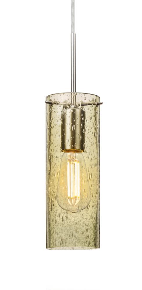Besa, Juni 10 Pendant For Multiport Canopy, Gold Bubble, Satin Nickel, 1x4W LED Filam