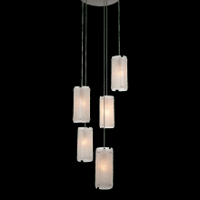 Hammerton CHB0044-05-FB-IW-C01-E2 - Textured Glass Round 5pc Multi-Pendant