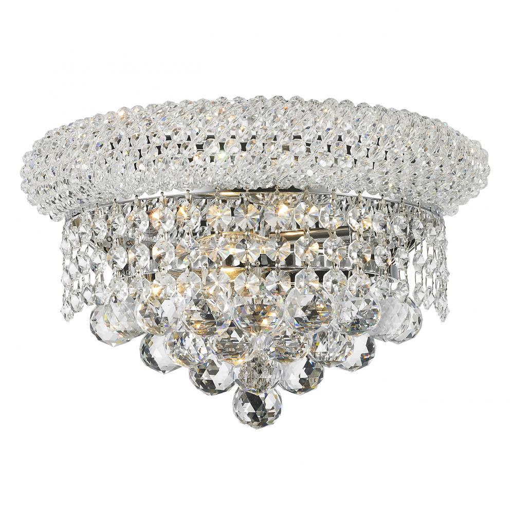 Empire 2-Light Chrome Finish and Clear Crystal Wall Sconce Light Light 12 in. W x 6 in. H Medium