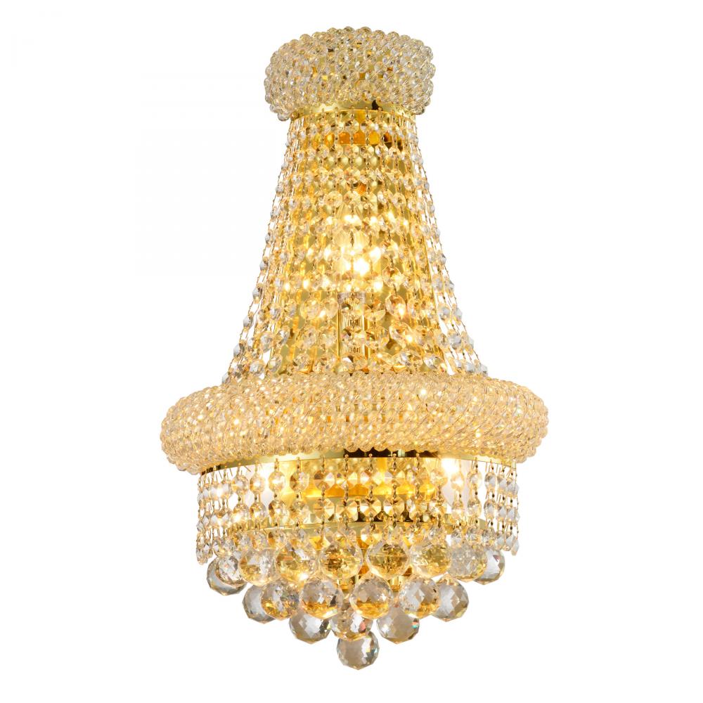 Empire Collection 3 Light Gold Finish and Clear Crystal Wall Sconce Light 12" W x 7" H Mediu