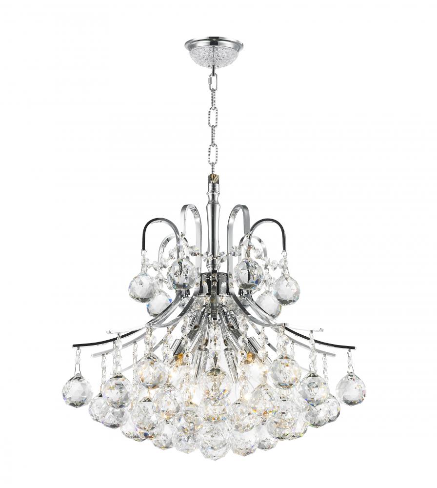 Empire 6-Light Chrome Finish and Clear Crystal Chandelier 16 in. Dia x 15 in. H Round Mini