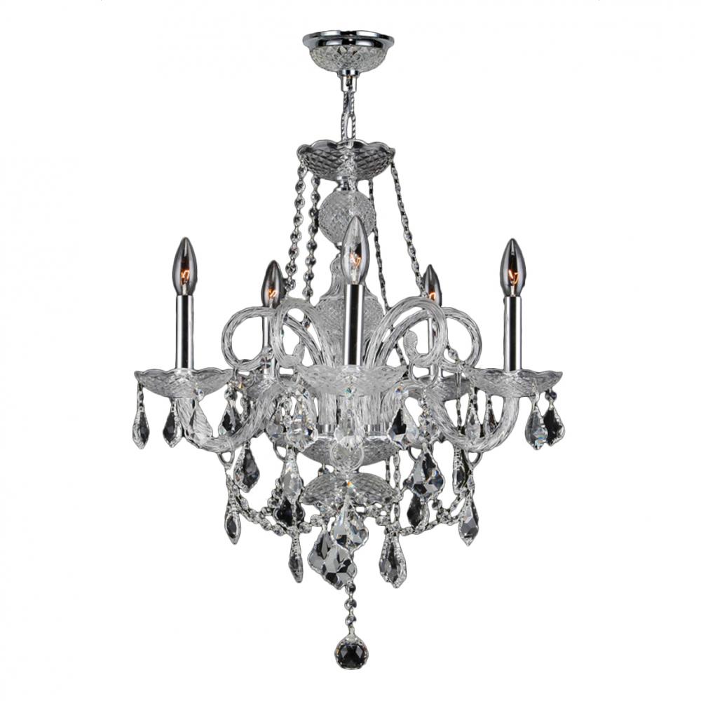 Provence 5-Light Chrome Finish and Clear Crystal Chandelier 20 in. Dia x 22 in. H Medium