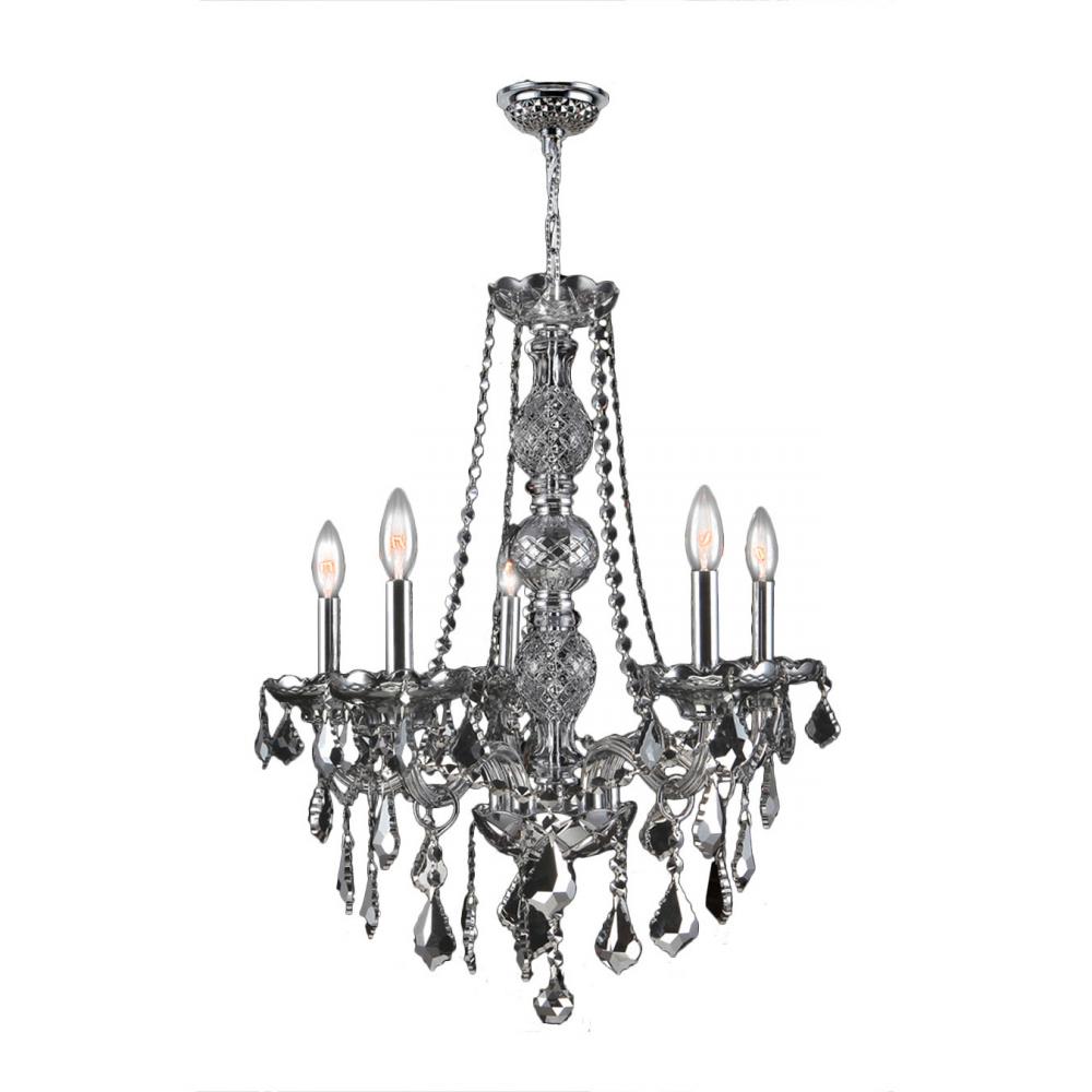 Provence 5-Light Chrome Finish and Chrome Crystal Chandelier 21 in. Dia x 26 in. H Medium