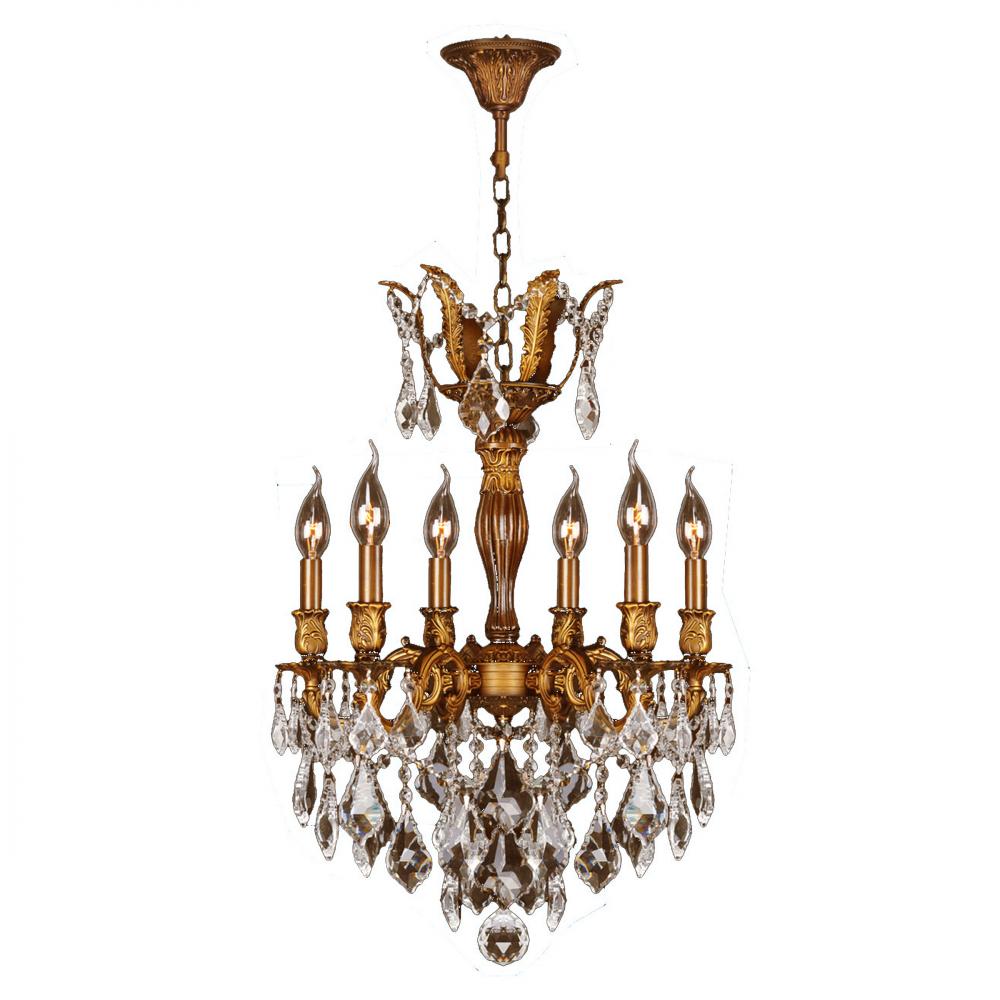 Versailles 6-Light French Gold Finish and Clear Crystal Chandelier 19 in. Dia x 25 in. H Medium