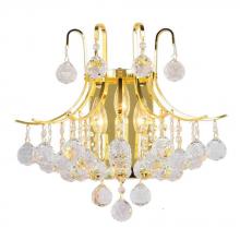 Worldwide Lighting Corp W23016G16 - Empire 3-Light Gold Finish and Clear Crystal Wall Sconce Light 16 in. W X 16 in. H Large