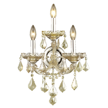 Worldwide Lighting Corp W23071C12-GT - Maria Theresa 3-Light Chrome Finish and Golden Teak Crystal Candle Wall Sconce Light 12 in. W x 22 i