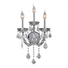 Worldwide Lighting Corp W23113C12-CL - Maria Theresa 3-Light Chrome Finish and Clear Crystal Candle Wall Sconce Light 12 in. W x 20 in. H M