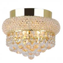 Worldwide Lighting Corp W33011G8 - Empire 3-Light Gold Finish and Clear Crystal Flush Mount Ceiling Light 8 in. Dia x 6 in. H Small