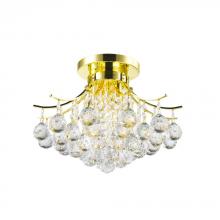 Worldwide Lighting Corp W33015G16 - Empire 3-Light Gold Finish and Clear Crystal Flush Mount Ceiling Light 16 in. Dia x 12 in. H Round M