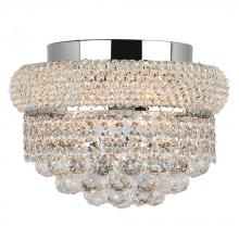 Worldwide Lighting Corp W33019C12 - Empire 4-Light Chrome Finish and Clear Crystal Flush Mount Ceiling Light 12 in. Dia x 6 in. H Round