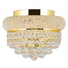 Worldwide Lighting Corp W33019G12 - Empire 4-Light Gold Finish and Clear Crystal Flush Mount Ceiling Light 12 in. Dia x 6 in. H Round Sm