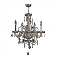 Worldwide Lighting Corp W83102C20-GT - Provence 5-Light Chrome Finish and Golden Teak Crystal Chandelier 20 in. Dia x 22 in. H Medium