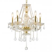 Worldwide Lighting Corp W83102G20-CL - Provence 5-Light Gold Finish and Clear Crystal Chandelier 20 in. Dia x 22 in. H Medium