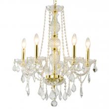 Worldwide Lighting Corp W83104G21-CL - Provence 5-Light Gold Finish and Clear Crystal Chandelier 21 in. Dia x 26 in. H Medium