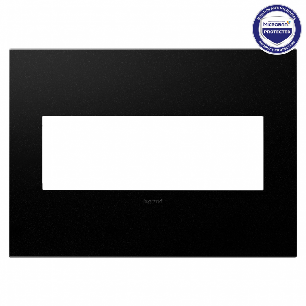 adorne Graphite Three-Gang Screwless Wall Plate with Microban