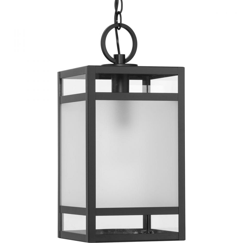 Parrish Collection One-Light Clear and Etched Glass Modern Craftsman Outdoor Hanging Lantern