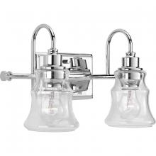 Progress P300138-015 - Litchfield Collection Two-Light Polished Chrome Clear Glass Coastal Bath Vanity Light