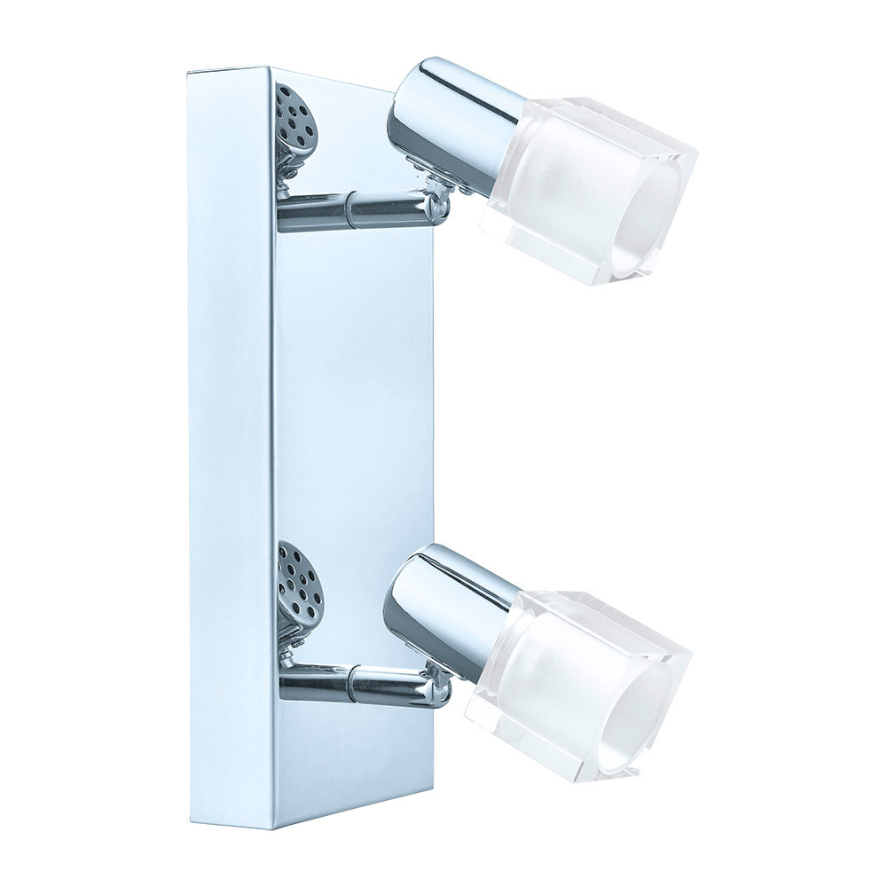 2 LT LED Fixed Track Light w/Chrome Finish & Satin Glass Surounded By Clear Glass Lamp Heads