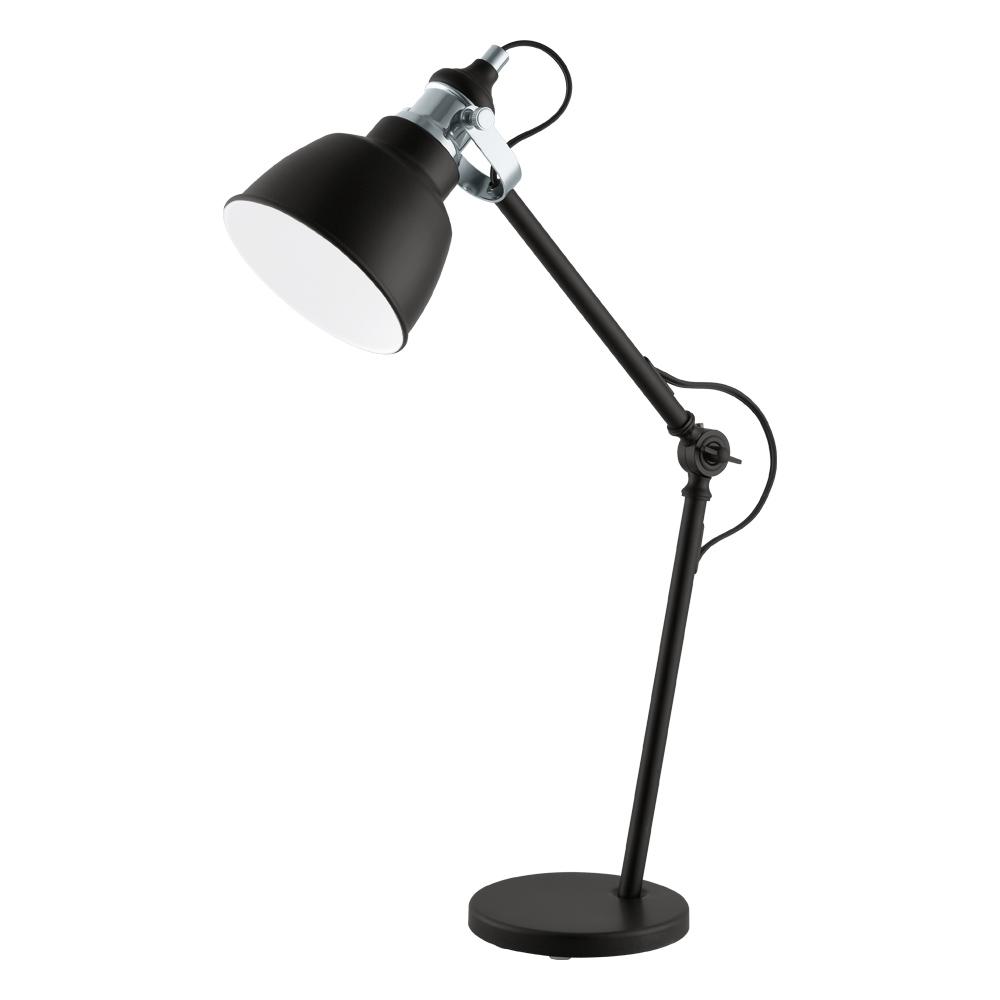 1 LT Table Lamp w/ Matte Black & Chrome Finish w/ Black w/ White Interior Shade