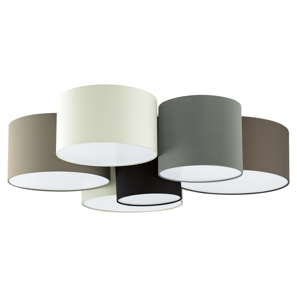 6 LT Ceiling Light w/ White/Black/Taupe/Grey & Cappuchino Shades