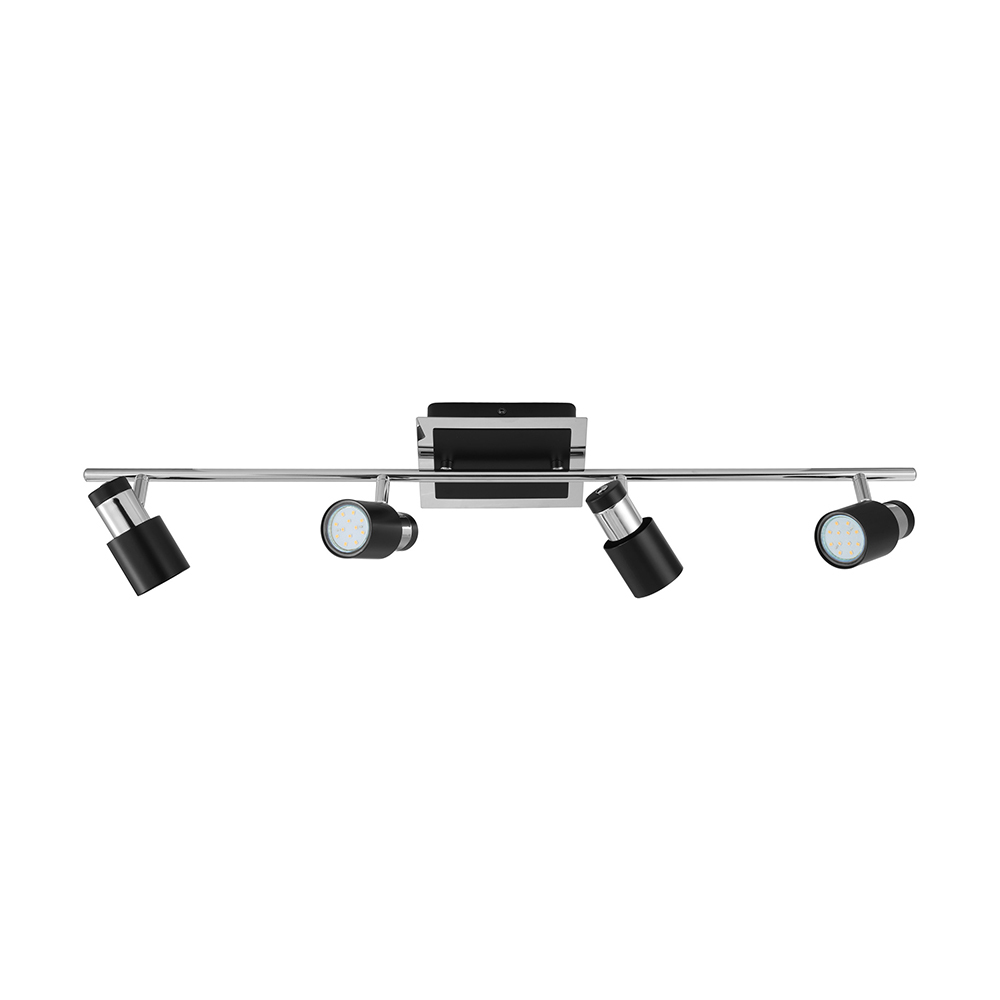 4 LT Fixed Track Light w/Black Finish & Black w/ Chrome Adjustable Lamp Heads