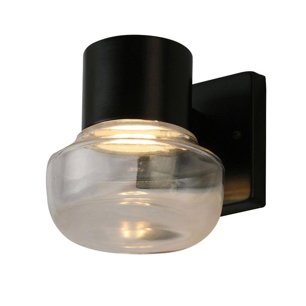 1 LT Integrated LED Indoor/Outdoor Wall Light w/ Black Finish & Clear Glass