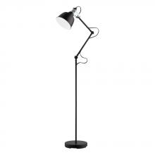 Eglo 203517A - 1 LT Floor Lamp w/ Black & Chrome Finish w/ Black w/ White Interior Shade