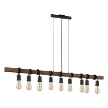 Eglo 204242A - 9 LT Open Bulb Linear Pendant w/ Black & Dark Brown Wood Finish