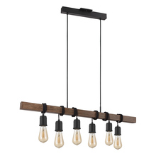 Eglo 204243A - 6 LT Open Bulb Linear Pendant w/ Black & Dark Brown Finish