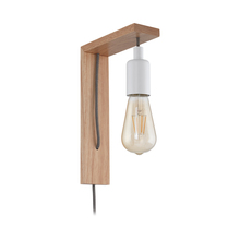 Eglo 204966A - 1 LT Wall Light w/ Natural Wood Finish & White Accents