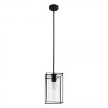 Eglo 205296A - 1 LT Mini Pendant w/ Black Metal Open Frame Surrounding a Clear Glass Shade
