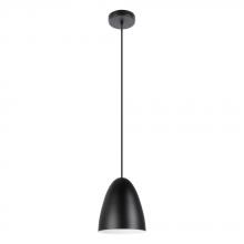 Eglo 205418A - 1 LT Pendant w/ Black Exterior & Matte White Interior Metal Shade