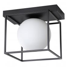 Eglo 205618A - 1 LT Ceiling or Wall Light w/ Matte Black Finish & White Sphere Glass
