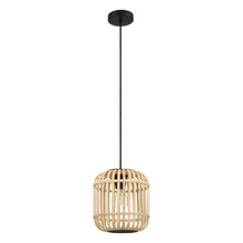 Eglo 43231A - 1 LT Pendant w/ Black Finish & Natural Bamboo Shade