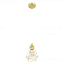 Eglo 43681A - 1 LT Open Frame Geometric Mini Pendant w/ Brushed Brass Finish & Black Acccents