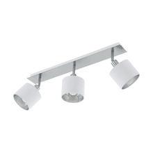 Eglo 97534A - 3 LT Fixed Track Light w/ Matte Nickel Finish & White w/ Silver Interior Fabric Shades