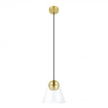 Eglo 99628A - 1 LT Mini Pendant w/ a Brushed Brass Finish & Clear Cone Glass Shade