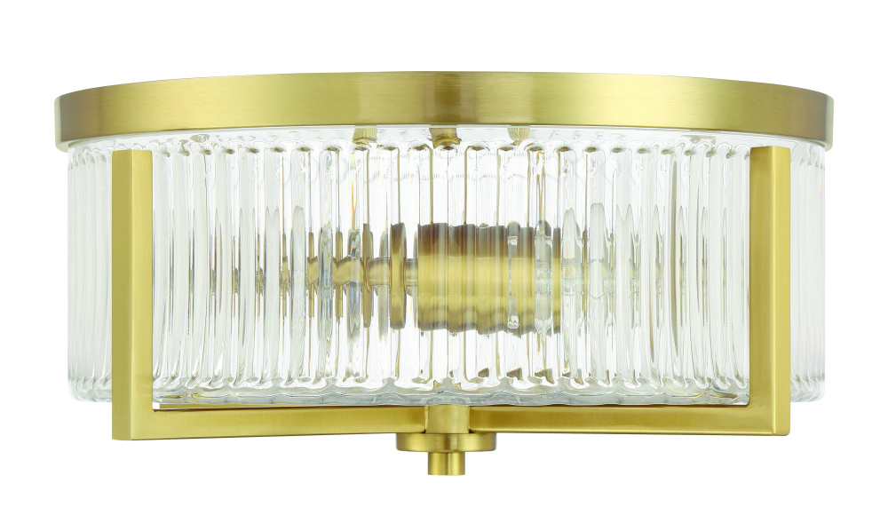 Whittley 3 Light Flushmount in Satin Brass