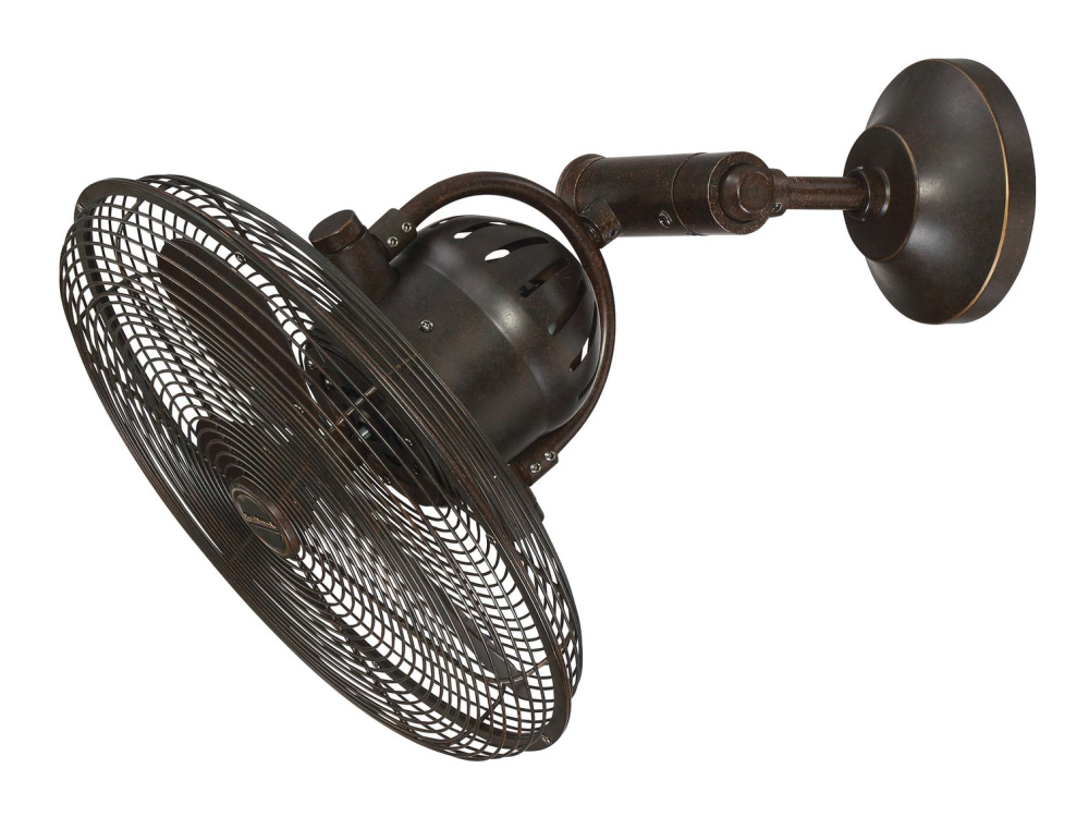14" Rotating Cage Ceiling Fan w/Swivel Arm, Damp Rated