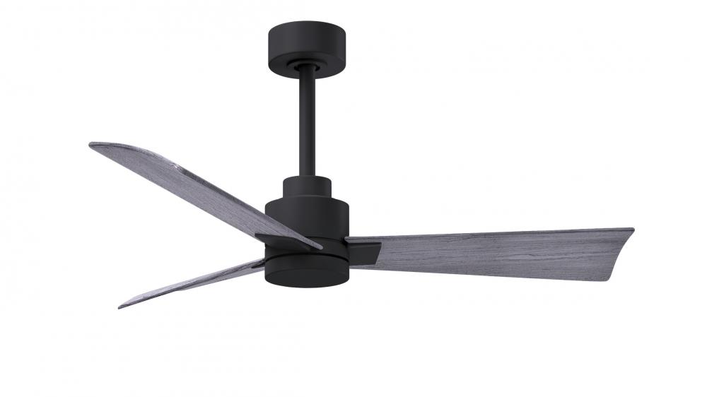 Alessandra 3-blade transitional ceiling fan in matte black finish with barnwood blades. Optimized fo