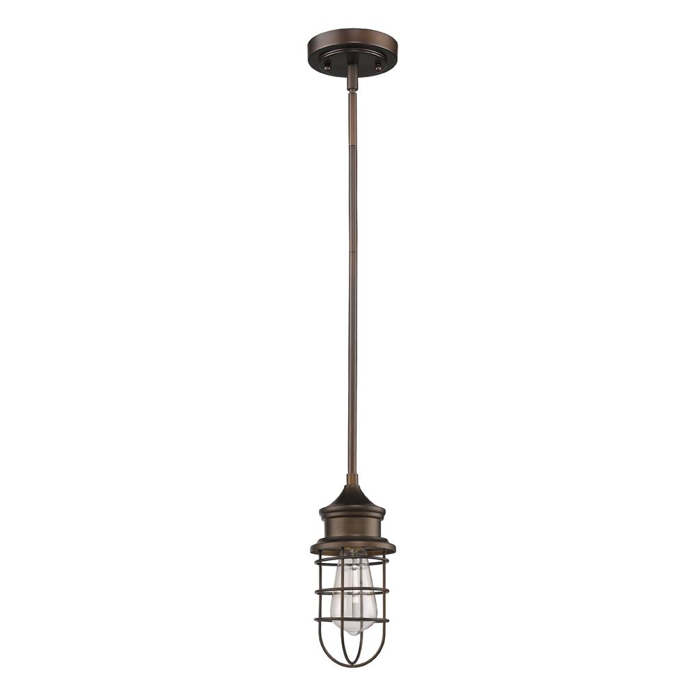 Virginia Indoor 1-Light Mini Pendant W/Metal Cage In Oil Rubbed Bronze