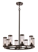 Trans Globe 71717 BK - Fillmore 8-Light Clear Glass Shaded Wagon Wheel Chandelier