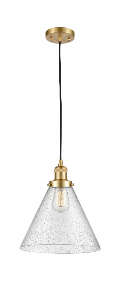 Cone - 1 Light - 12 inch - Satin Gold - Cord hung - Mini Pendant