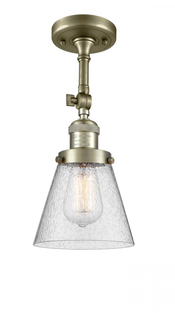 Cone - 1 Light - 6 inch - Antique Brass - Adjustable Semi-Flush Mount